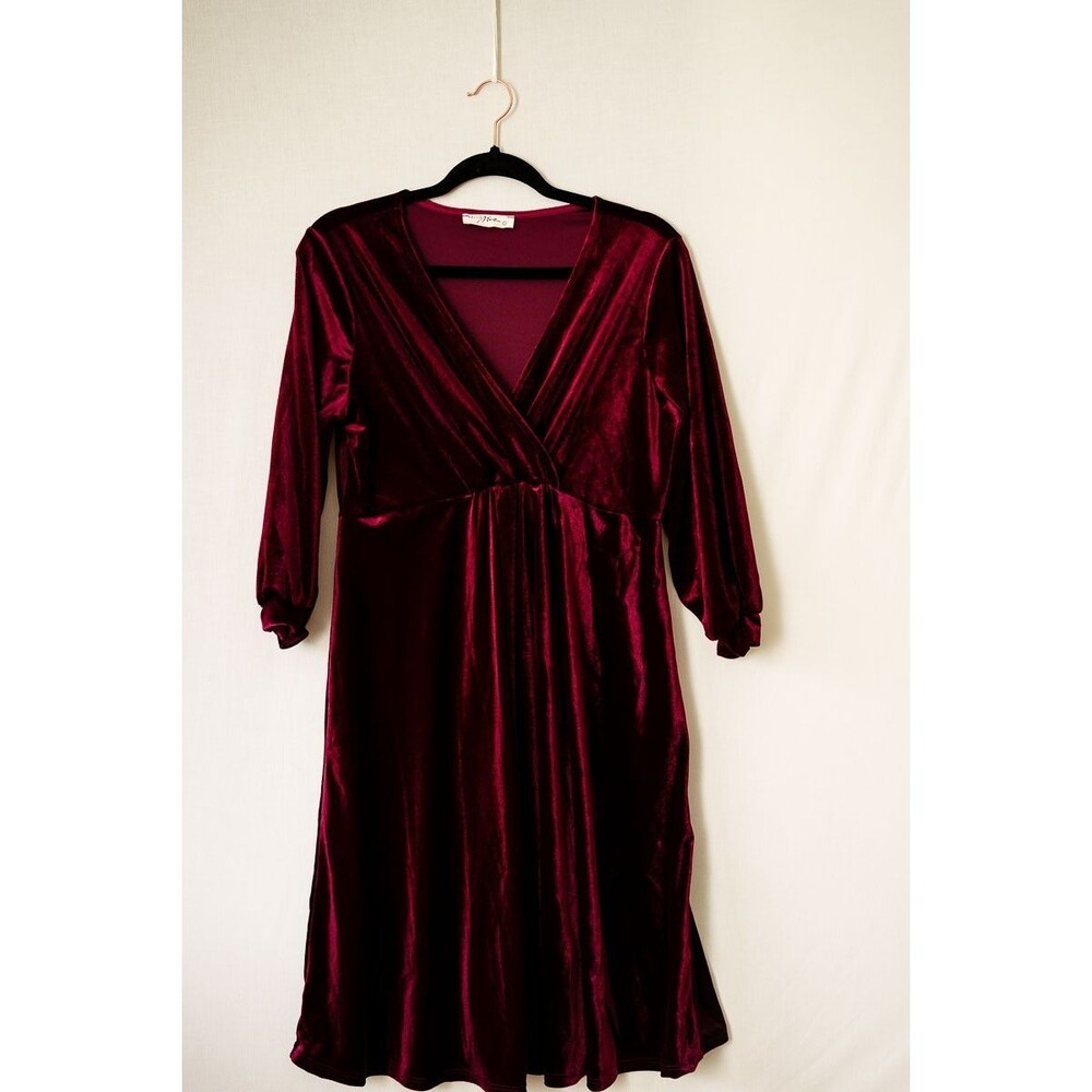 Hello Miz L red velvet dress long sleeve midi whimsygoth babydoll
